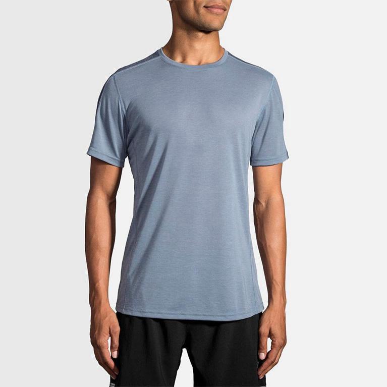 Brooks Distance Mens Short Sleeve Running Shirt - Blue - Philippines (368791OGQ)